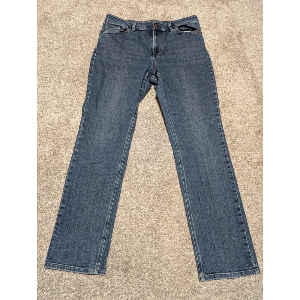 L.L. Bean Jeans Womens 14 Tall Blue Favorite Fit Straight Leg BeanFlex Stretch